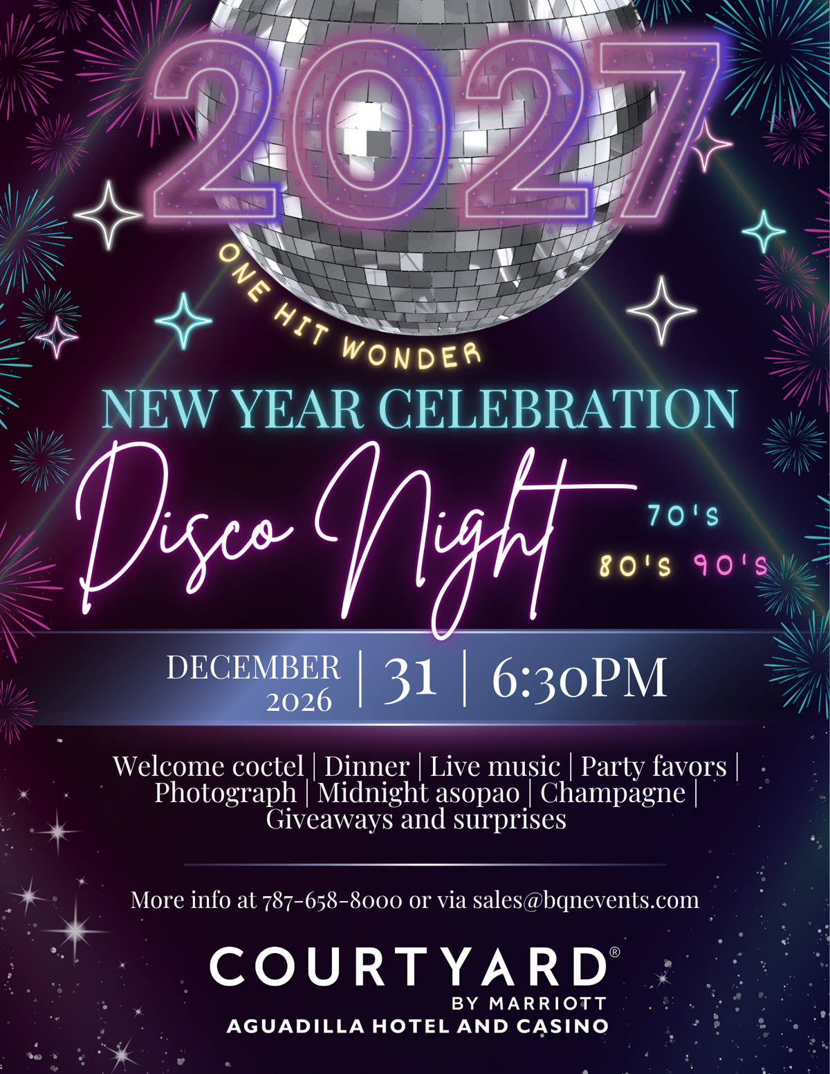Disco Night New Year Celebration 2027 @ Courtyard by Marriott Aguadilla